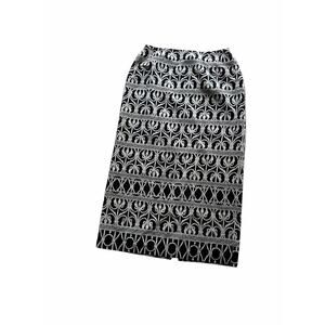 Vintage Pure Silk Size 12 Black & Beige 100% Silk Midi Length Pencil Skirt